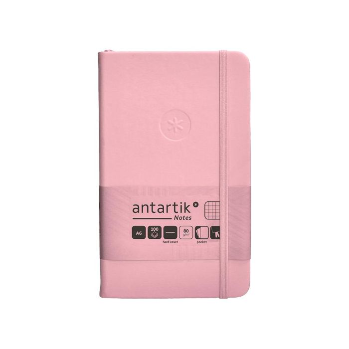 Cuaderno Con Gomilla Antartik Notes Tapa Dura A6 Hojas Cuadricula Rosa Pastel 100 Hojas 80 gr Fsc 1