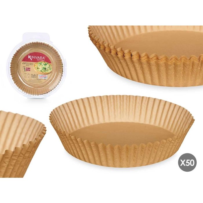 Kinvara Set 50 Moldes de Papel Redondos para Freidora de Aire, Medidas 20 x 20 x 5 cm, Color Natural, Compatible 2.5L y 5L (24 Unidades) Kinvara Set 50 Moldes de Papel Redondos para Freidora de Aire, Medidas 20 x 20 x 5 cm, Color Natural, Compatible 2.5L y 5L (24 Unidades)