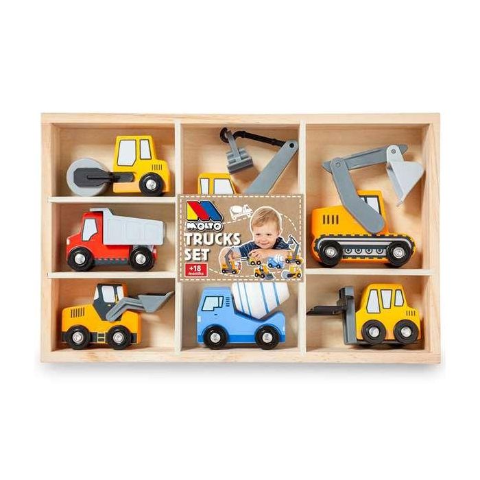 Camiones construcción de madera en caja set 7 piezas. Camiones construcción de madera en caja set 7 piezas.