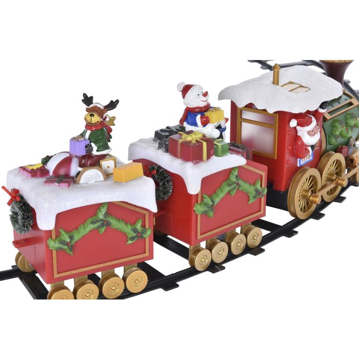 DKD Home Decor Tren Navidad Tradicional LED Multicolor Rojo 136 x 15 x 136 cm Movimiento Musical (2 Unidades) 2