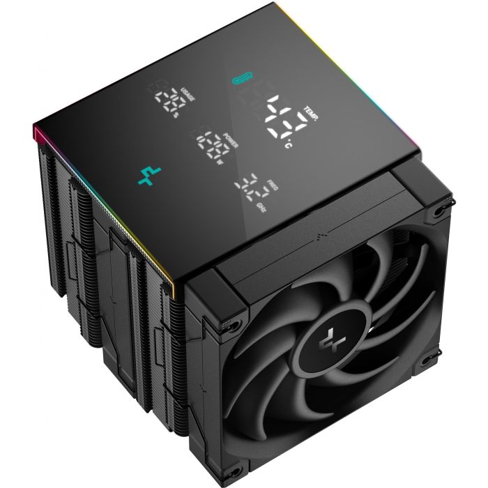 DeepCool AK620 DIGITAL PRO - Refrigerador de Aire para Procesador, 2x 12cm, 25dB, PWM, FDB, LED MultiColor, Negro 4