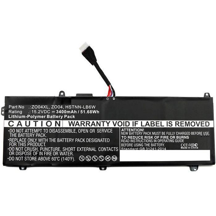 CoreParts Laptop Battery for HP 51.68Wh Li-Pol 15.2V 3400mAh Black, Zbook Studio G3 CoreParts Laptop Battery for HP 51.68Wh Li-Pol 15.2V 3400mAh Black, Zbook Studio G3