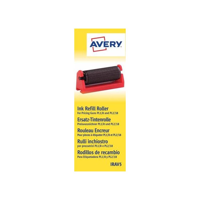 Avery Rodillo entintador para etiquetadora PL1/8 y PL2/18, tinta negra, caja de 5 unidades
