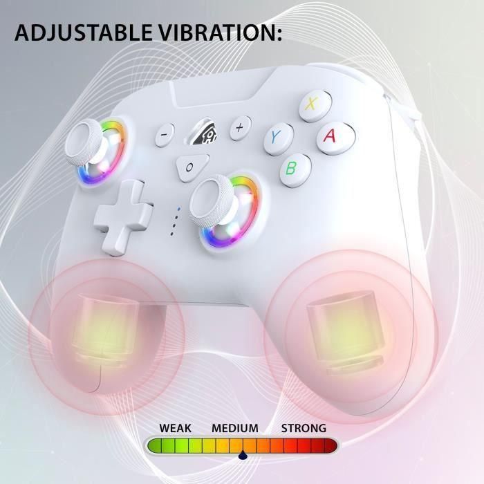 Subsonic SUB1709241285386 Controlador Inalámbrico para Nintendo Switch, LED Programables, Vibración y Giroscopio, Blanco 3