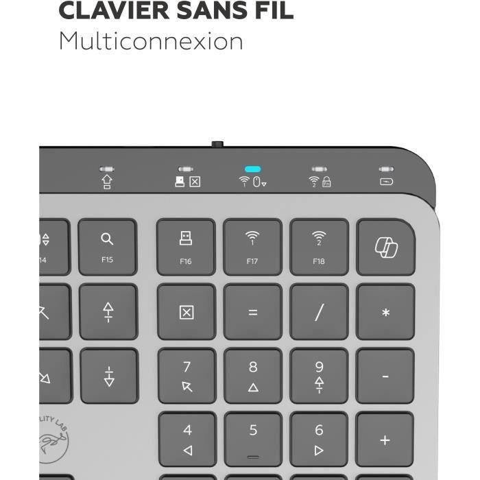 Teclado inalámbrico - Teclas planas - MOBILITY LAB - KP450W - AZERTY - FR - Multiconexiones - Negro 2 Teclado inalámbrico - Teclas planas - MOBILITY LAB - KP450W - AZERTY - FR - Multiconexiones - Negro 2