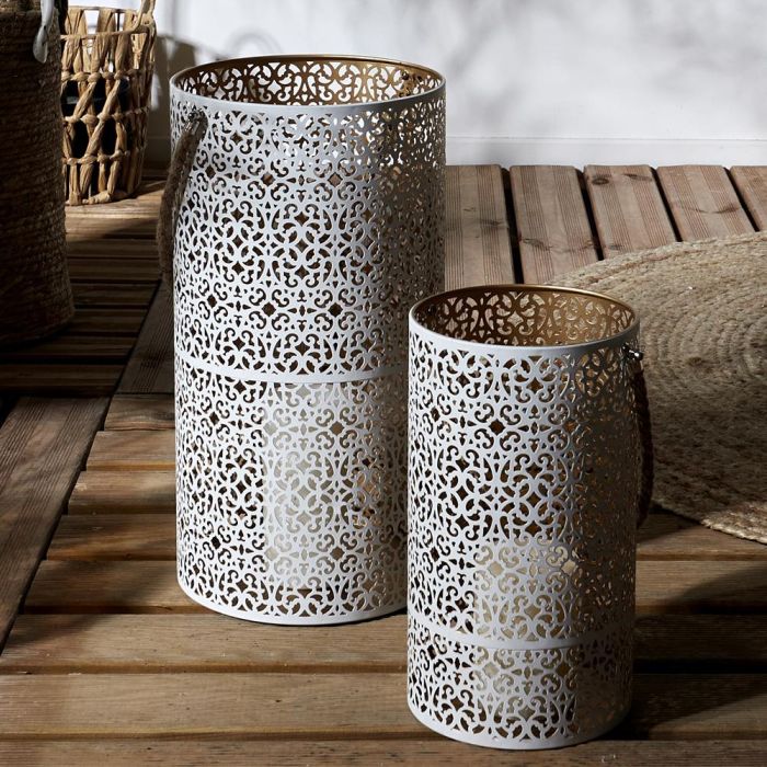 Home Deco Factory Juego de 2 Farolillos Dorado-Blanc 4 Home Deco Factory Juego de 2 Farolillos Dorado-Blanc 4