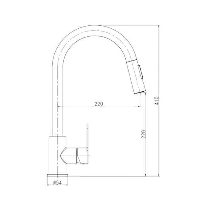 Grifo monomando de cocina caño alto extraible plateado mate serie miño 4