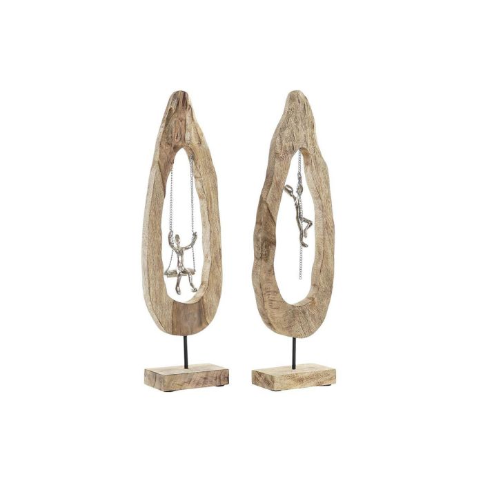 DKD Home Decor Figura Moderna con Diseño Columpio Marrón Plateado de Mango y Aluminio - 9x62x18 cm (2 Unidades) 0 DKD Home Decor Figura Moderna con Diseño Columpio Marrón Plateado de Mango y Aluminio - 9x62x18 cm (2 Unidades) 0