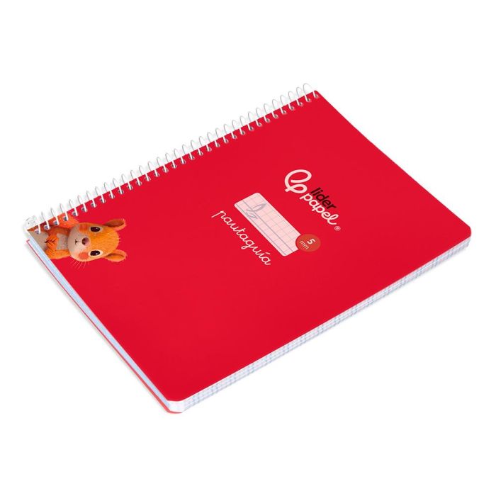 Cuaderno Espiral Liderpapel Din A5 Pautaguia Tapa Blanda 40H 75 gr Cuadro Pautado 5 mm Color Rojo 5 unidades 5