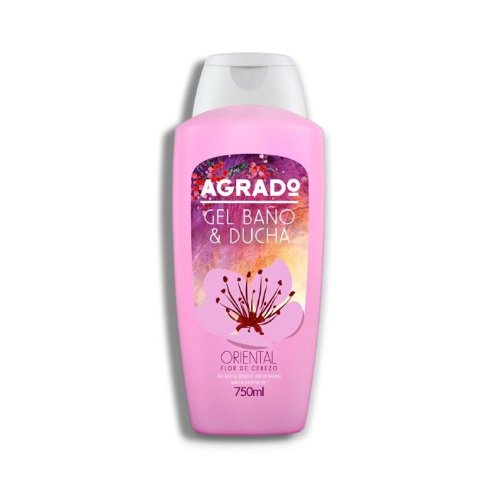 Agrado Gel de Baño y Ducha Oriental con aroma a Cerezo en Flor 750ml, fórmula hidratante y pH neutro, testado dermatológicamente.