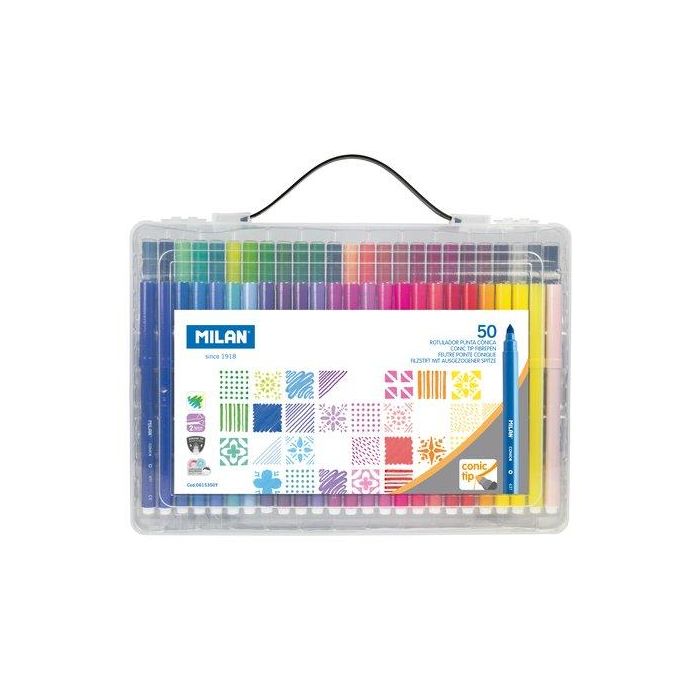 Milan Rotuladores Punta Cónica Colores Surtidos Maletín 50 Unidades