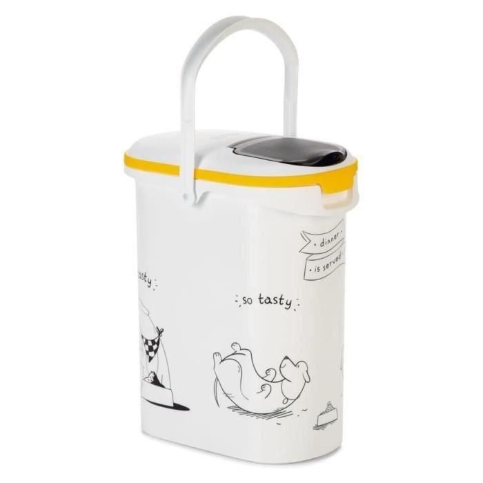 CURVER Contenedor de comida El Diner se sirve - 4 kg - 10 L - Blanco y negro - Para perros 1 CURVER Contenedor de comida El Diner se sirve - 4 kg - 10 L - Blanco y negro - Para perros 1