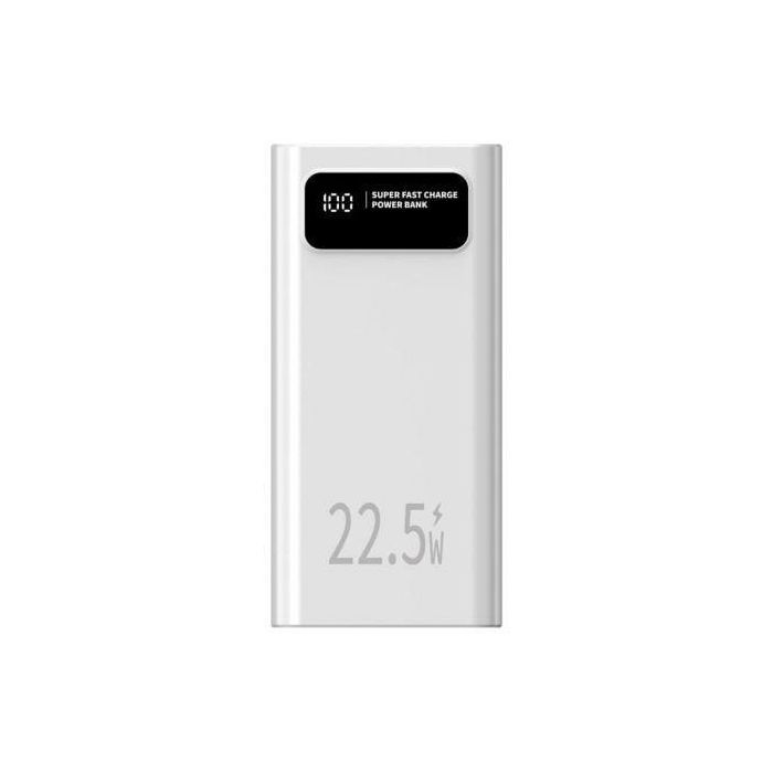 Leotec LEPOW30W22W Batería Externa Power Bank 30000 mAh 22.5W Carga Rápida PD QC SCP Múltiples Puertos Polímero Litio Pantalla Digital Blanco 1
