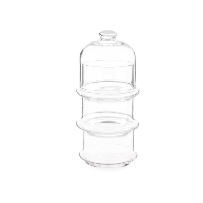 Pasabahce Bombonera Apilable Patisserie 3 Alturas Grande Vidrio Transparente 12x27.5x12cm 3x505ml (Set de 6)