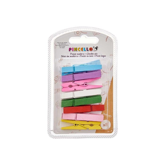 Set 8 Pinzas Madera Multicolor Grd Pincello 7X12CM (24 Unidades) 2 Set 8 Pinzas Madera Multicolor Grd Pincello 7X12CM (24 Unidades) 2