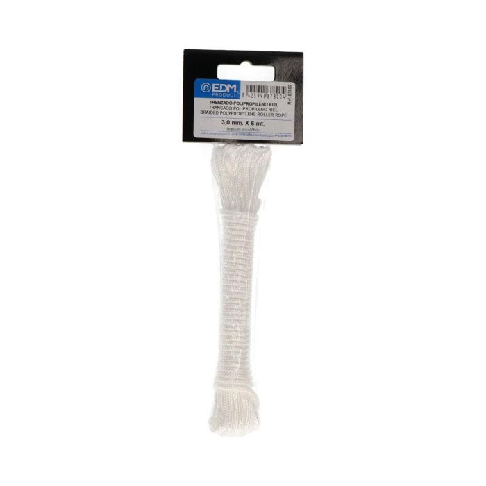 Edm Cordón trenzado polipropileno riel r.81, 3 mm x 6 m para cortinas/visillos, resistencia 125 kg 0 Edm Cordón trenzado polipropileno riel r.81, 3 mm x 6 m para cortinas/visillos, resistencia 125 kg 0
