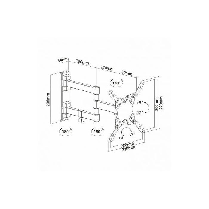 Aisens Soporte De Pared Eco Giratorio Inclinable 3 Pivotes Para Tv-Monitor 20 kg 13"-42" Negro 4 Aisens Soporte De Pared Eco Giratorio Inclinable 3 Pivotes Para Tv-Monitor 20 kg 13"-42" Negro 4