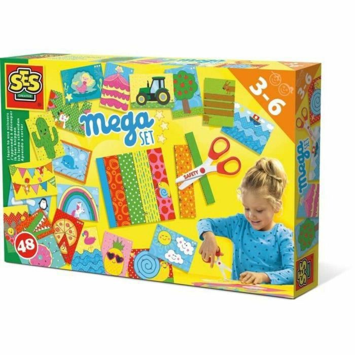 Ses Creative Aprendo a cortar Mega Kit - Incluye 48 hojas preimpresas listas para cortar y tijeras especiales - Para niños y niñas +3 años Ses Creative Aprendo a cortar Mega Kit - Incluye 48 hojas preimpresas listas para cortar y tijeras especiales - Para niños y niñas +3 años