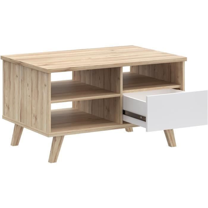 VANKKA VANKCFTT5218L25 Mesa de Centro Rectangular - Roble / Blanco Mate - Patas de Madera - 90x60x51,8 cm 5 VANKKA VANKCFTT5218L25 Mesa de Centro Rectangular - Roble / Blanco Mate - Patas de Madera - 90x60x51,8 cm 5