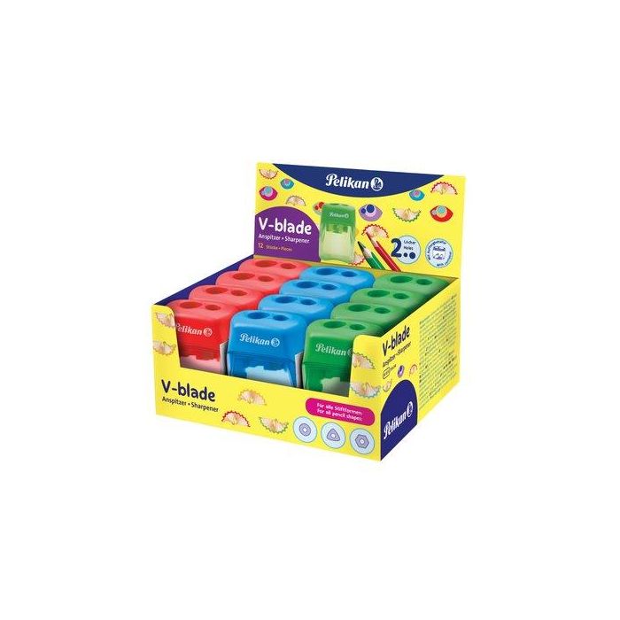 Afilalapiz Pelikan V-Blade C/Deposito Transparente Surtido Expositor 12 (700238)