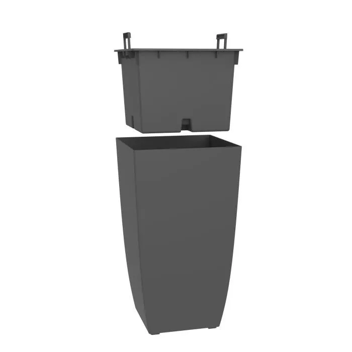 Eda Jardinera DIVA BASALT Gris Antracita Cuadrada Alta 42 L 43,5 x 43,5 x H.78,2 cm Caja Interior Extraíble 4