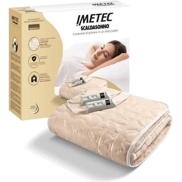 Cubrecolchón calefactable - Imetec - Calentador para cama de matrimonio 150 x 137 cm - 2 mandos con 2 temperaturas - Lavable 1