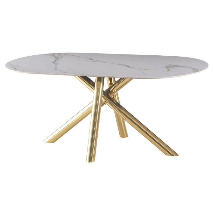 Mesa de Comedor Home ESPRIT Dorado Metal Cerámica 180 x 90 x 75 cm