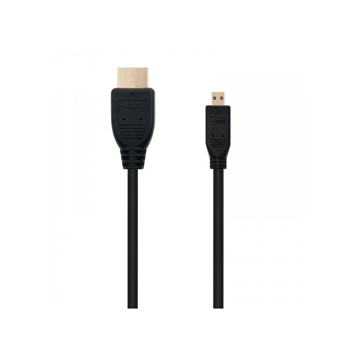 Nanocable 10.15.3501 Cable HDMI Alta Velocidad con Ethernet 4K HDR 0.8m - Negro - Micro HDMI Tipo D a HDMI Tipo A Macho