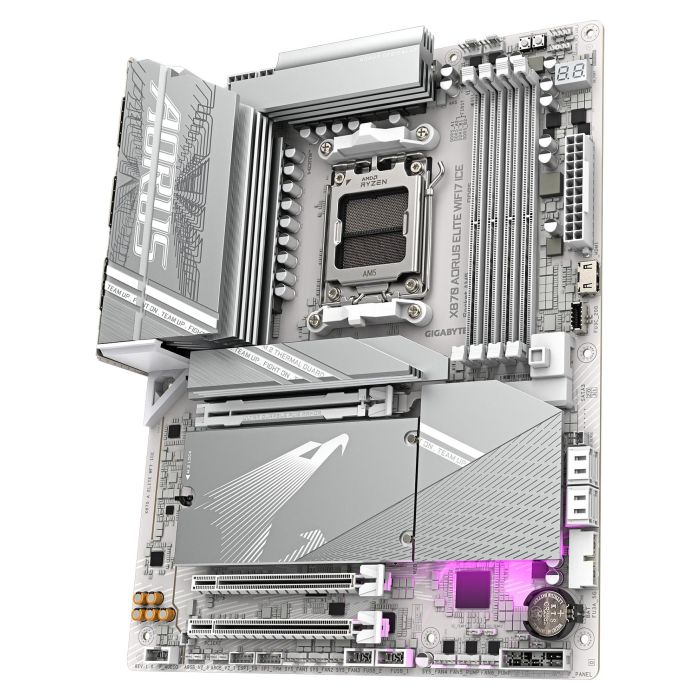 Gigabyte Placa Base X870 AORUS ELITE WF7 ICE AM5 para CPUs AMD Ryzen, VRM 16+2+2, DDR5 8200MHz OC, Wi-Fi 7, ATX 3