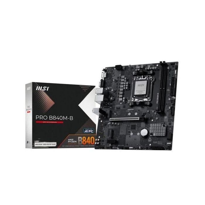 MSI Placa Base PRO B840M-B micro ATX, AMD B840, Zócalo AM5, DDR5 para AMD Ryzen 7000/8000/9000 Series
