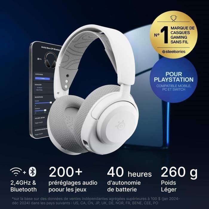 SteelSeries Arctis Nova 3PW Auriculares Inalámbricos Gaming Bluetooth USB-C Plug & Play con 40h Batería AAATQ10761 4