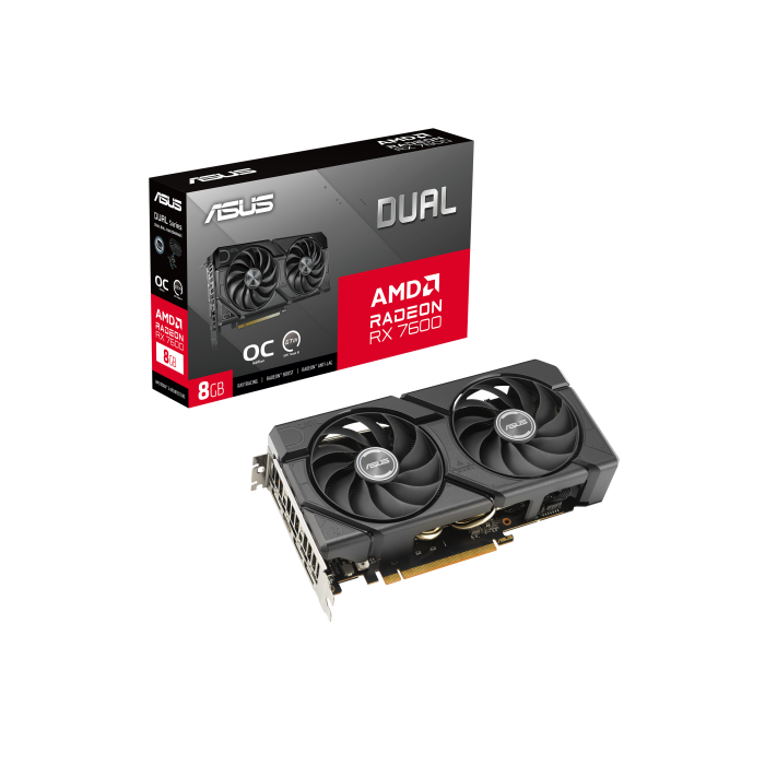 Asus 90YV0LD0-M0NA00 Tarjeta Gráfica Dual Radeon RX 7600 EVO OC Edition 8GB GDDR6 RDNA 3, 2.5 Slot, 0dB 11