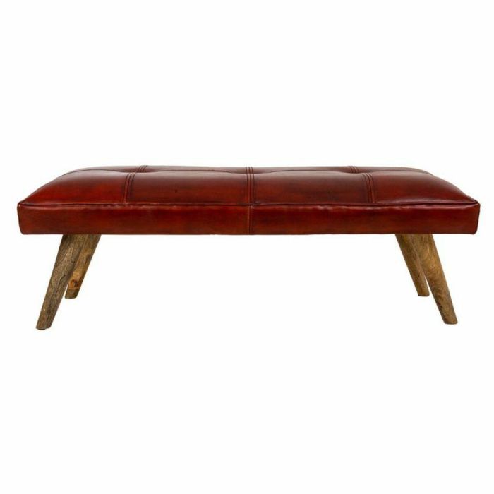 Banqueta Alexandra House Living Rojo Cuero Madera de mango 53 x 38 x 115 cm 4