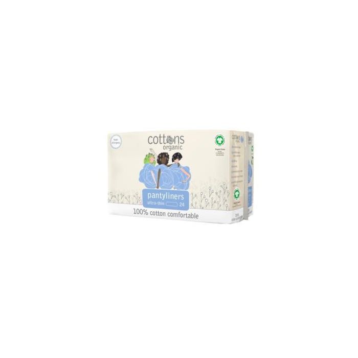 COTTONS Salvaslip Pantyliners Ultra Finos Algodón Orgánico 24 Uds. para Piel Sensible y Uso Diario