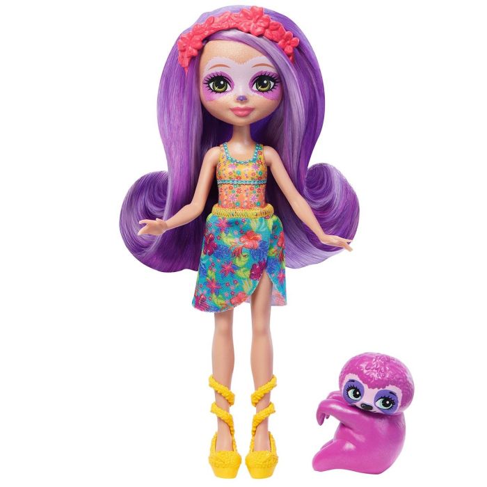 Muñeca Enchantimals Sunshine Island Perezoso Morado Hrx82