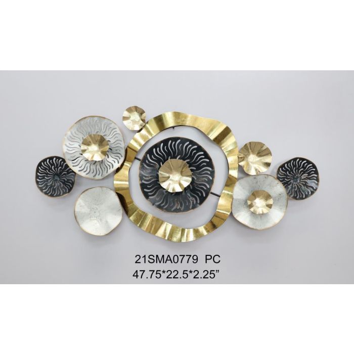 DKD Home Decor Decoración Pared Glam Abstracta de Metal Dorado Negro Blanco 121.3 x 57 x 5.7 cm