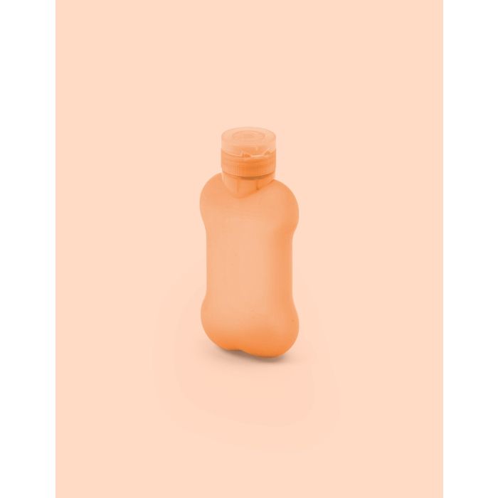 United Pets Bon Ton Pi Botella de Agua 100ml Naranja para Perros, Silicona Duradera, Válvula Antigoteo y Fácil de Llevar