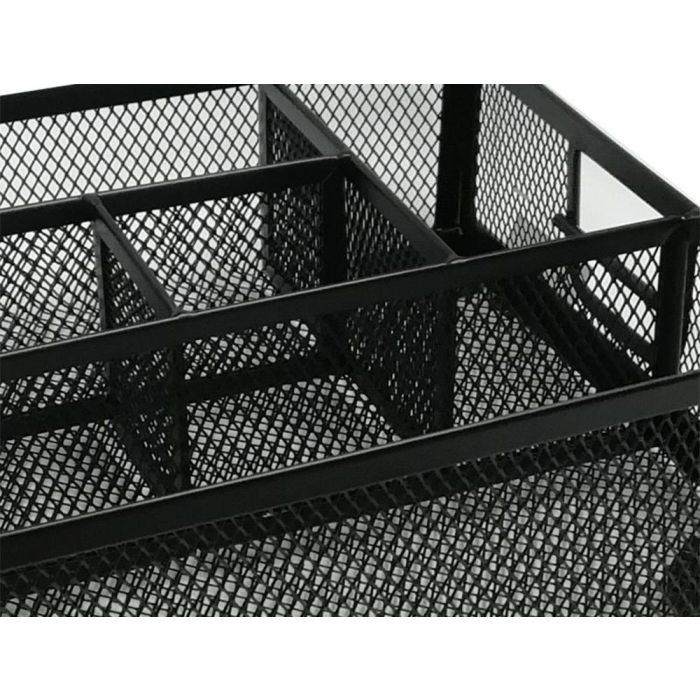 Organizador Sobremesa Q-Connect Kf17291 Bandeja Metalica Rejilla Negra Con 6 Departamentos 235x183x65 mm 3