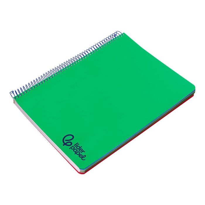 Cuaderno Espiral Liderpapel A4 Micro Wonder Tapa Plastico 120H 90 gr Cuadro 5 mm 5 Bandas 4 Taladros Color Verde Oscuro 4