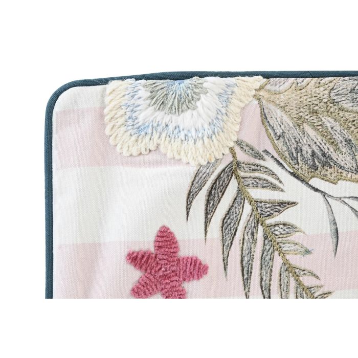 DKD Home Decor Funda Cojín Tropical Verde Rosa de Poliéster 40x60 cm con Cremallera Oculta 1