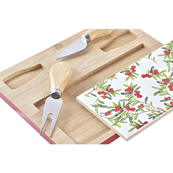DKD Home Decor Tabla Aperitivo Navidad Tradicional, Bambú y Gres, Rojo Natural Blanco, 20x24.5x1.2 cm, Set 4 Piezas 1 DKD Home Decor Tabla Aperitivo Navidad Tradicional, Bambú y Gres, Rojo Natural Blanco, 20x24.5x1.2 cm, Set 4 Piezas 1