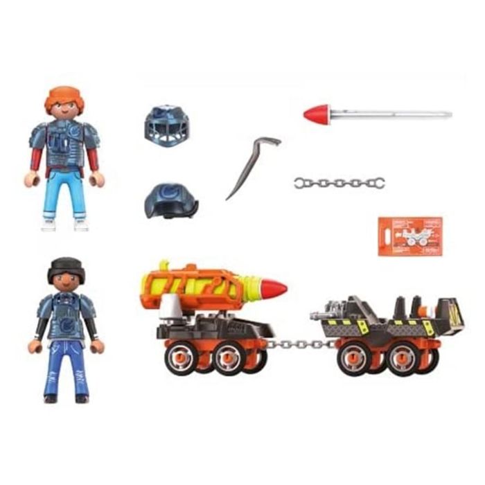 Playmobil Dino Mine Carro Cohetes con Cañón Funcional y Proyectiles, Set para 2 Figuras 1