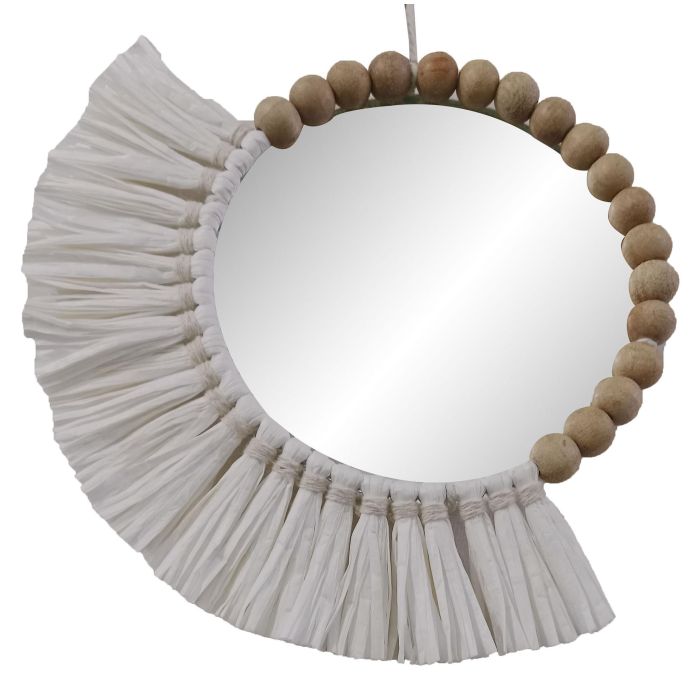 DKD Home Decor Espejo Boho Blanco 20 x 20 cm Set de 3 (2 Unidades) 1