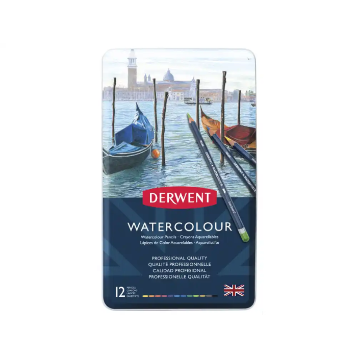 Derwent Lápices de Acuarela en Caja Metálica, 12 Unidades, Colores Surtidos 1