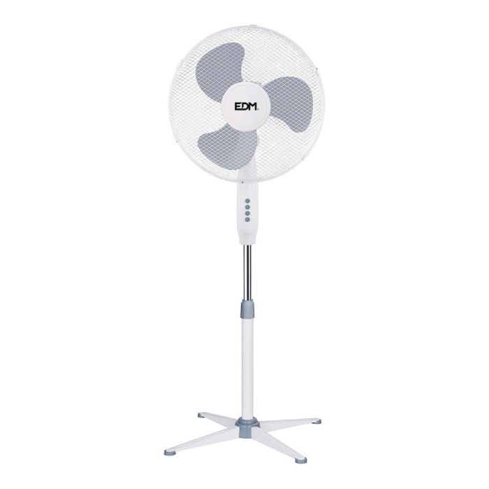 Ventilador de pie. color blanco. potencia: 45 W aspas: ø40cm altura regulable 105-125cm edm