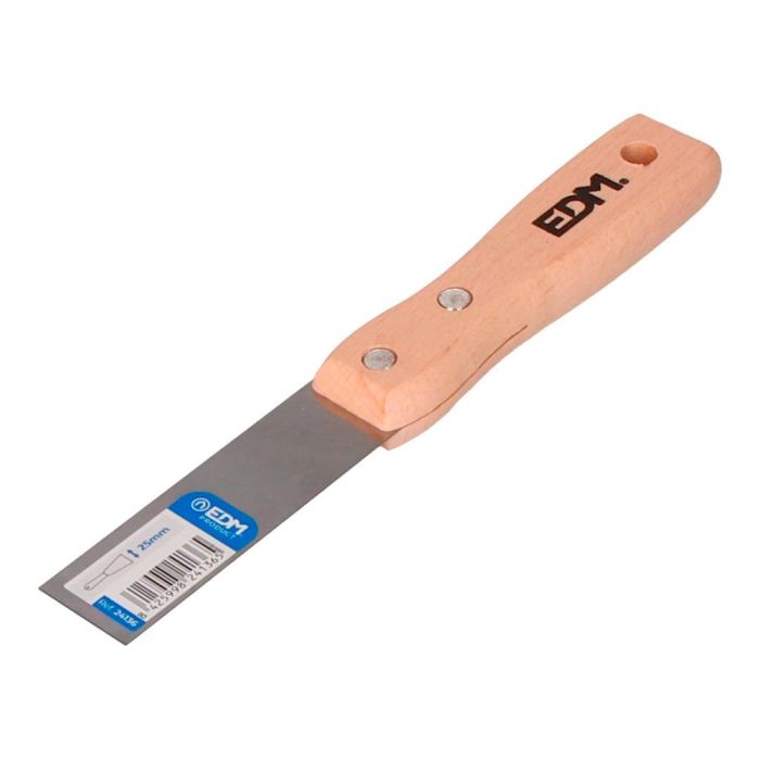 Edm Espátula profesional flexible 25mm, mango de madera y acero de carbono 0 Edm Espátula profesional flexible 25mm, mango de madera y acero de carbono 0