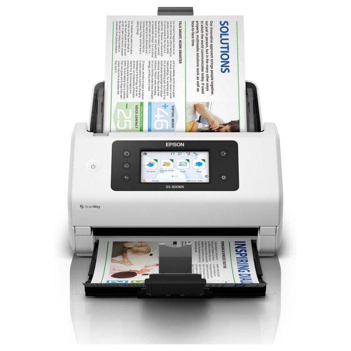 Epson WorkForce DS-800WN Escáner A4 Network y Wifi Autónomo, 50ppm/100ipm, Alimentador 100 Hojas, Compatible Open Platform 10