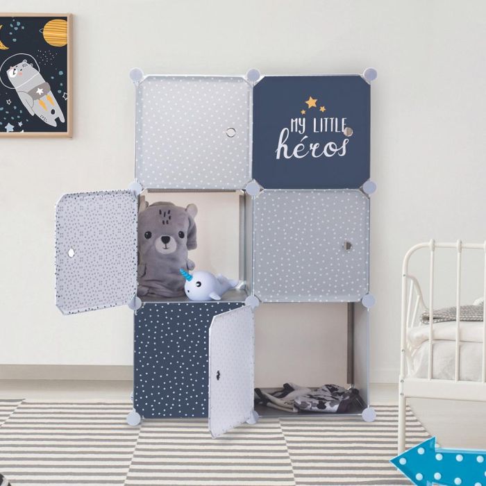 Home Deco Kids Estantería Modular 6 Cubos Azul para Jugar y Almacenar 63x32x95 cm 3