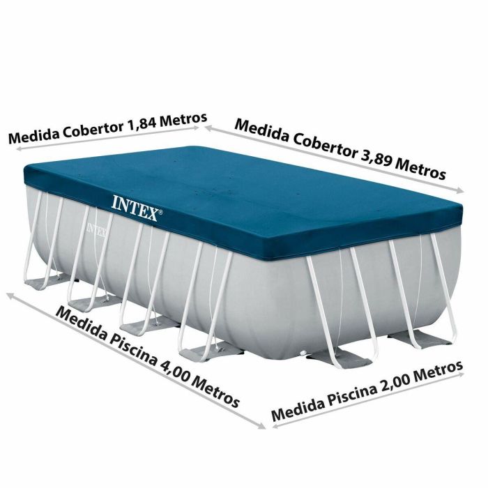 Cubierta protectora de 4x2m para piscina tubular rectangular Intex 3 Cubierta protectora de 4x2m para piscina tubular rectangular Intex 3