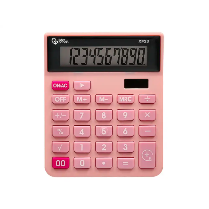 Liderpapel xf23 Calculadora de Sobremesa 10 Dígitos Solar y Pilas Color Rosa 127x105x24 mm 2